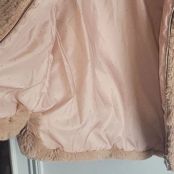 Zara-KIDS-Pink Faux Fur Hooded Coat-Size 9 - Picture 10 of 15